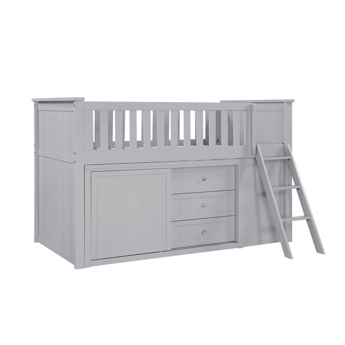 Orion - (5) Low Loft Bunk with Bookcase and Dresser