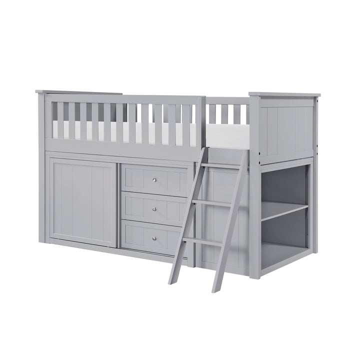 Orion - (5) Low Loft Bunk with Bookcase and Dresser