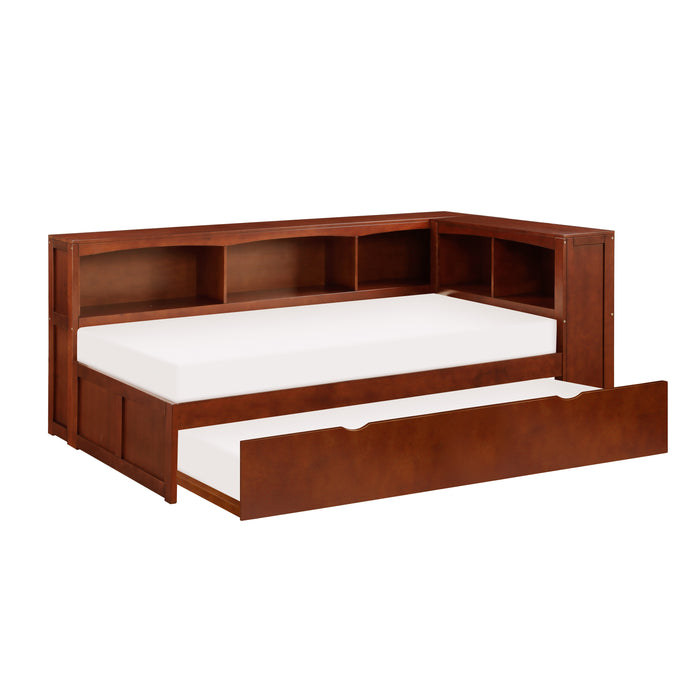 Rowe - (4) Twin Bookcase Corner Platform Bed with Twin Trundle