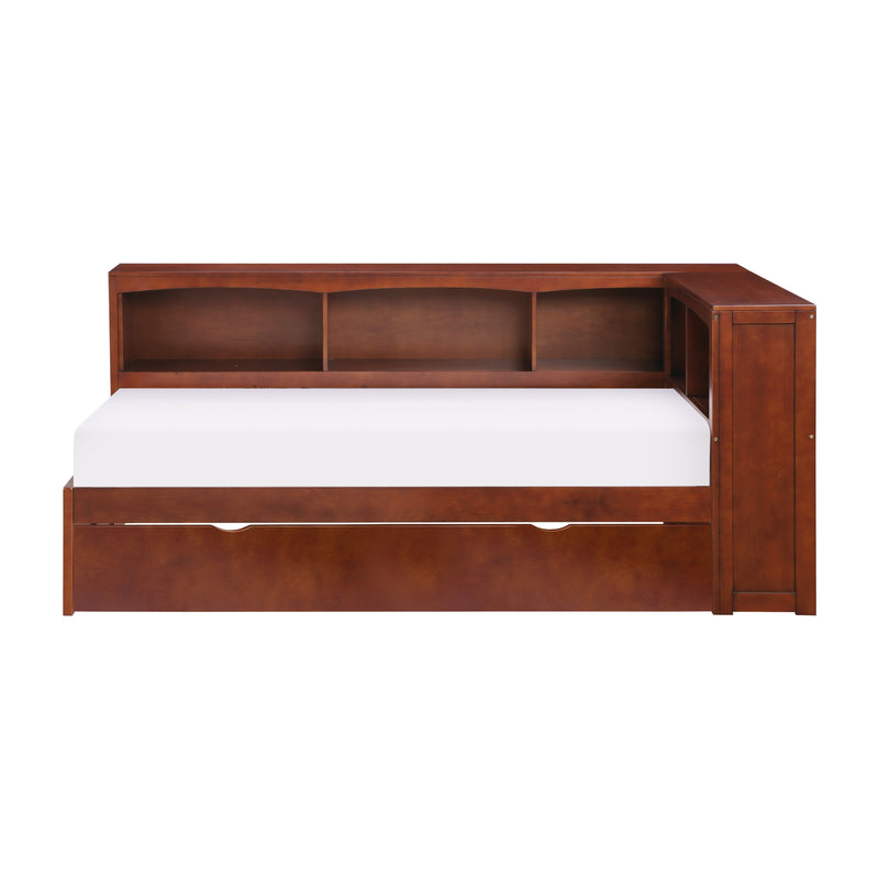 Rowe - (4) Twin Bookcase Corner Platform Bed with Twin Trundle