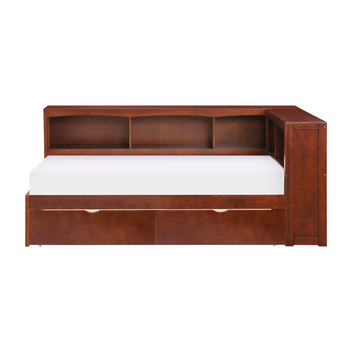 Rowe - (4) Twin Bookcase Corner Platform Bed with Storage Boxes