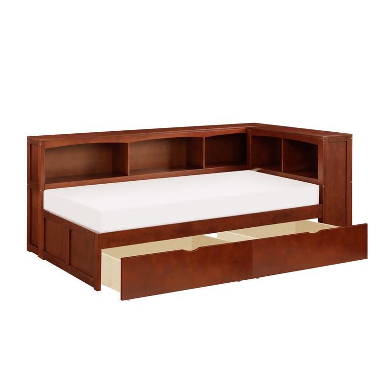 Rowe - (4) Twin Bookcase Corner Platform Bed with Storage Boxes