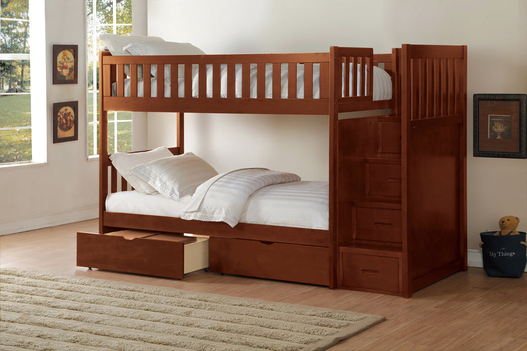 Rowe - (5) Twin/Twin Step Bunk Bed with Storage Boxes