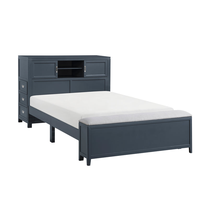 Sloane - (2) Full Bookcase Platform Bed with Hidden Desk, Stool and Storage Bench