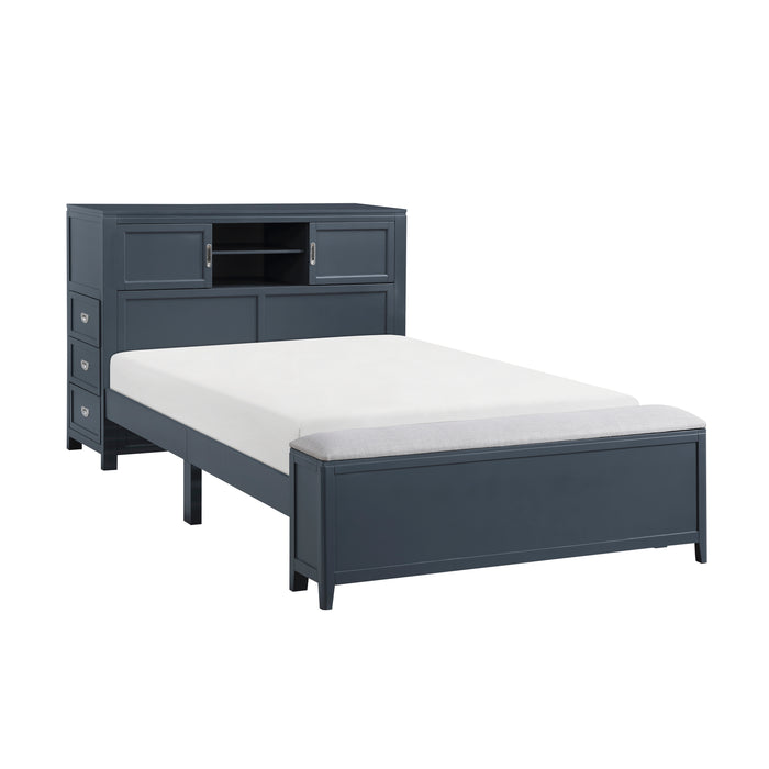 Sloane - (2) Full Bookcase Platform Bed with Hidden Desk, Stool and Storage Bench