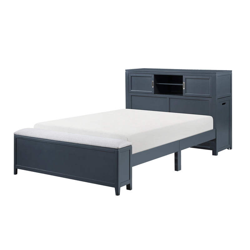 Sloane - (2) Full Bookcase Platform Bed with Hidden Desk, Stool and Storage Bench