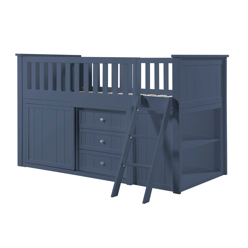 - (6) Low Loft Bunk with Bookcase and 2 Dressers