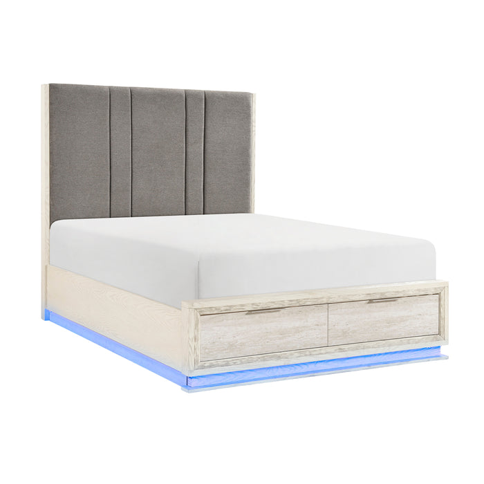 Noctis - (3) California King Platform Bed with Footboard Storage