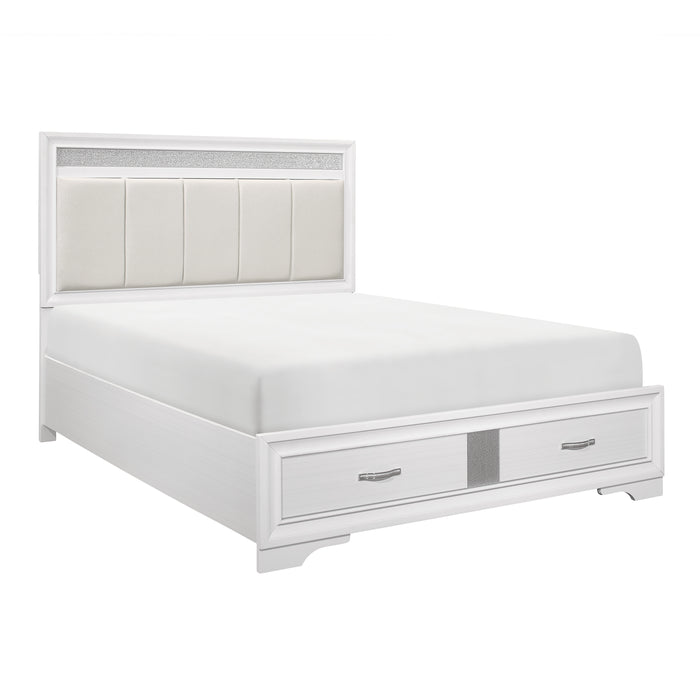 Luster - (3) Eastern King Platform Bed with Footboard Storage