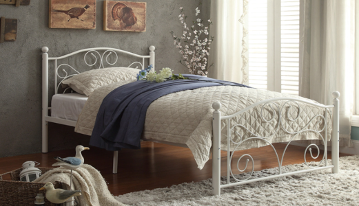 - Eastern King Platform Bed, White Metal Frame