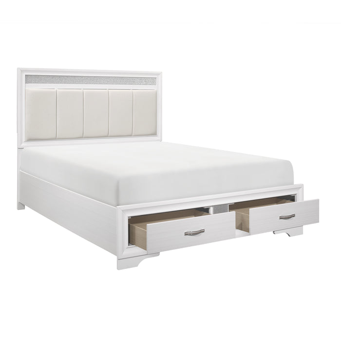 Luster - (3) California King Platform Bed with Footboard Storage