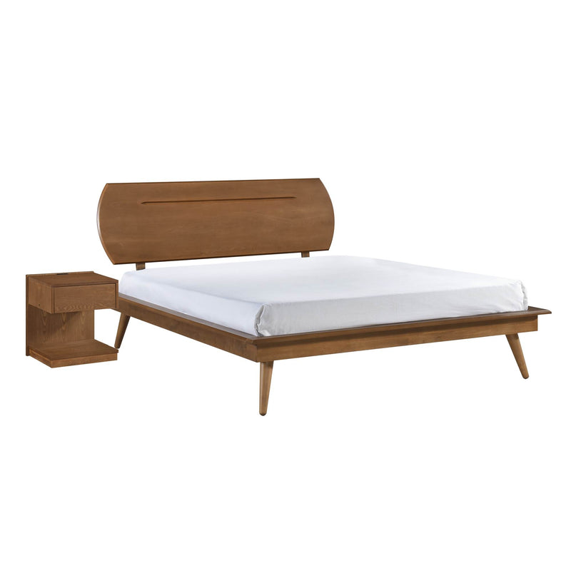 - (2) Queen Platform Bed with Oval Headboard, Brown