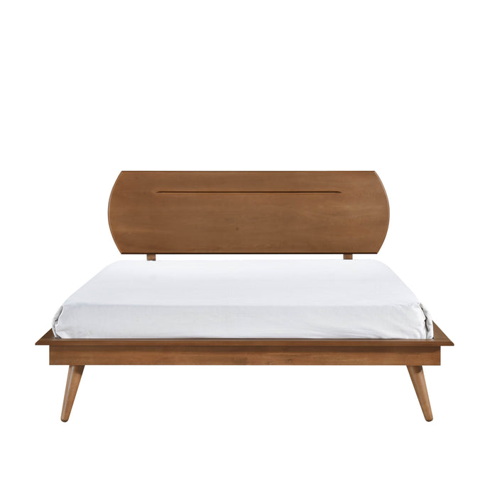 - (2) Queen Platform Bed with Oval Headboard, Brown