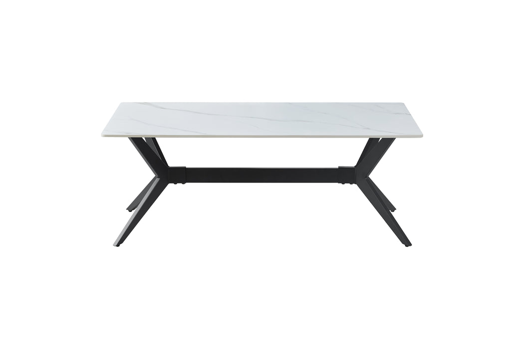 - (2) Cocktail Table, Sintered Stone Top, Black Metal Legs