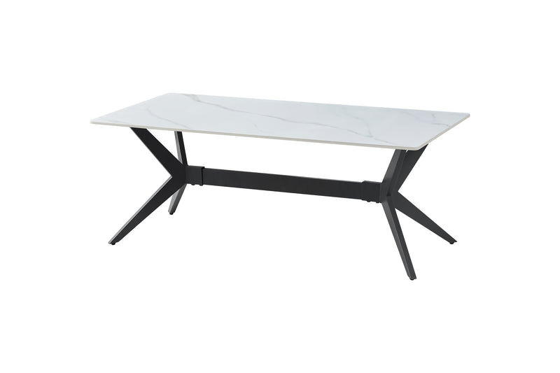 - (2) Cocktail Table, Sintered Stone Top, Black Metal Legs