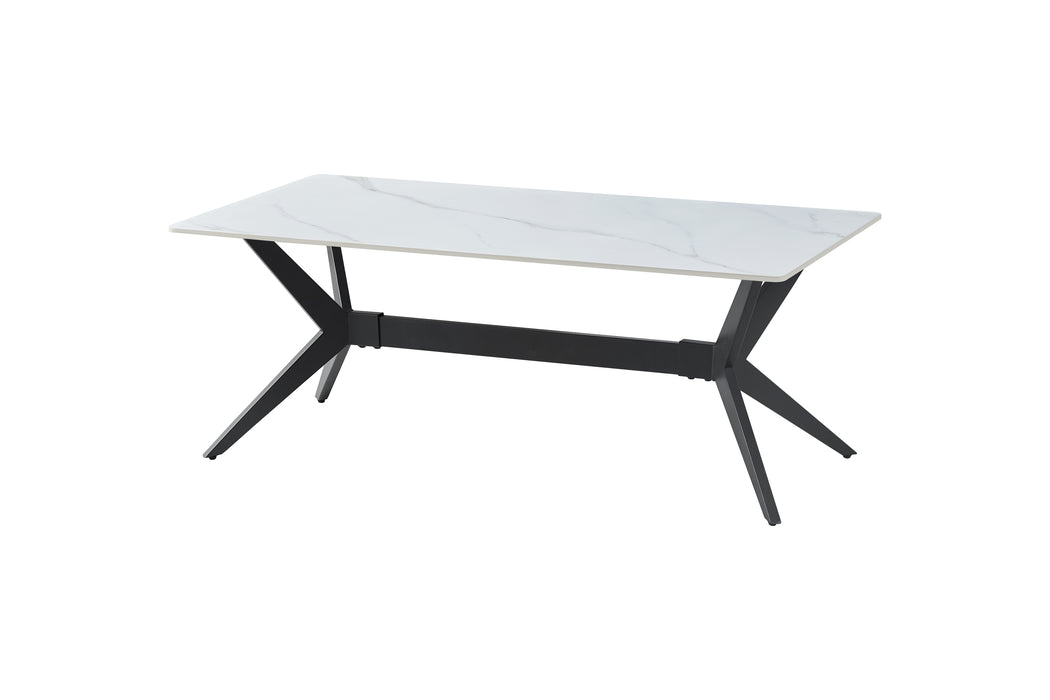- (2) Cocktail Table, Sintered Stone Top, Black Metal Legs