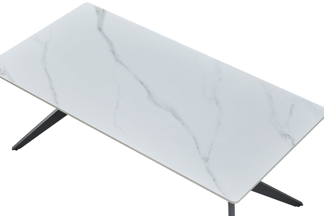 - (2) Cocktail Table, Sintered Stone Top, Black Metal Legs