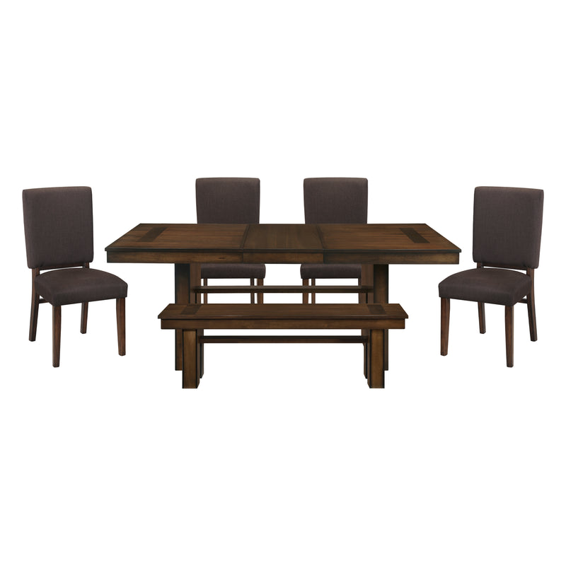 - 6pc set (TABLE + 4 SIDE CHAIRS + 1 BENCH)