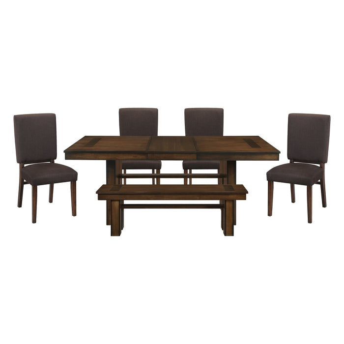 - 6pc set (TABLE + 4 SIDE CHAIRS + 1 BENCH)