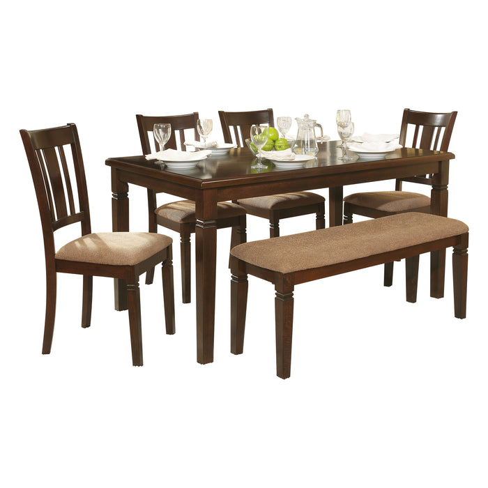- 6pc set (TABLE + 4 SIDE CHAIRS + 1 BENCH)