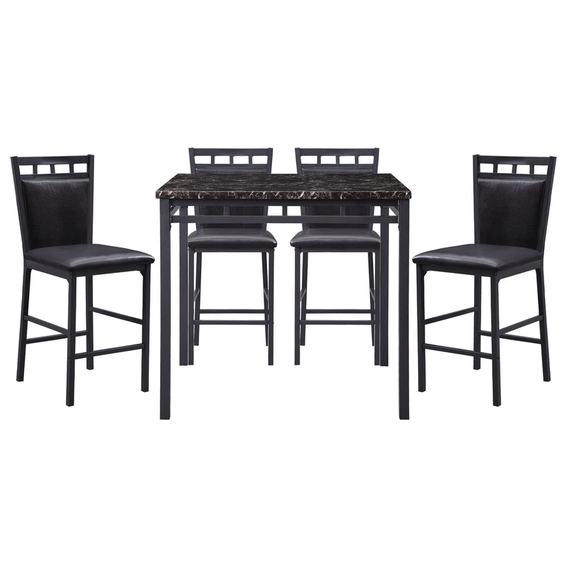 Olney - 5-Piece Pack Counter Height Set, Faux Marble Top