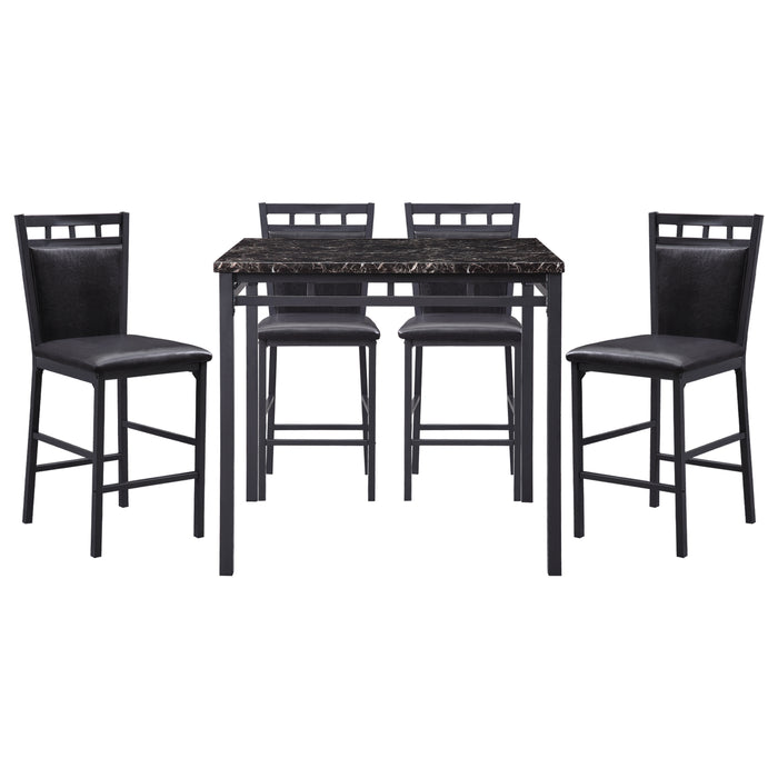 Olney - 5-Piece Pack Counter Height Set, Faux Marble Top