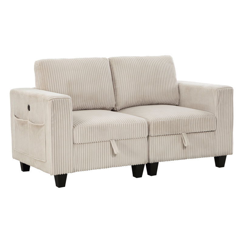 Walterboro - (2)Love Seat with Storage, Storage Pouches and Charging Ports