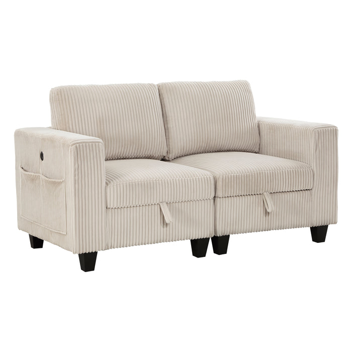Walterboro - (2)Love Seat with Storage, Storage Pouches and Charging Ports