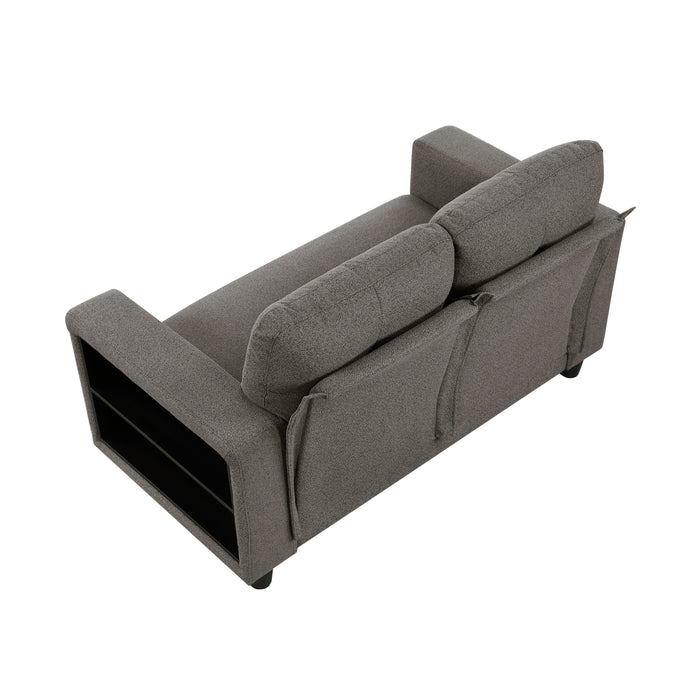 Robinson - (2)Love Seat with Pull-out Bed, Shelves and Charging Ports
