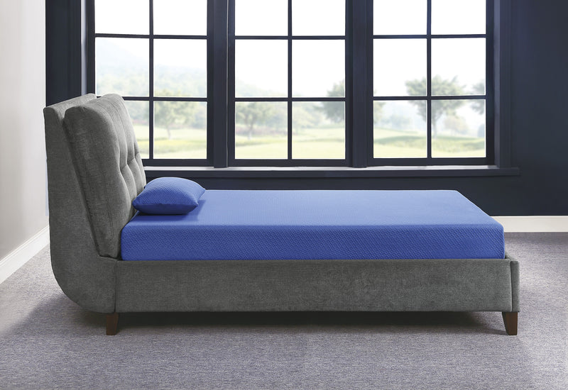 Leo - 7" Blue Full Gel-Infused Memory Foam Mattress and Pillow Set