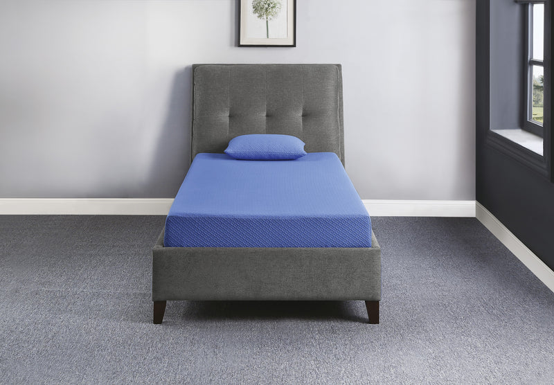 Leo - 7" Blue Full Gel-Infused Memory Foam Mattress and Pillow Set