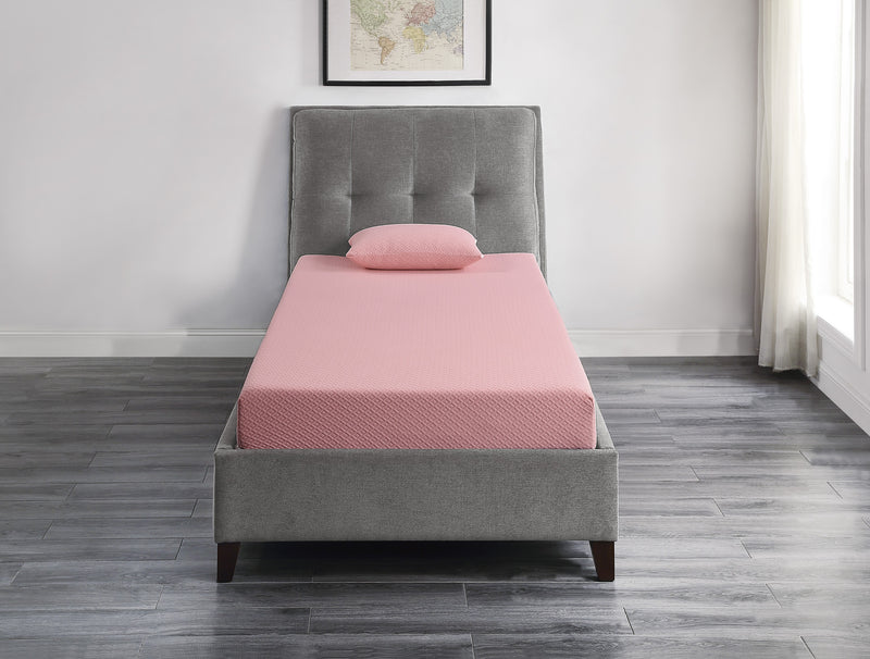 Leo - 7" Pink Full Gel-Infused Memory Foam Mattress and Pillow Set