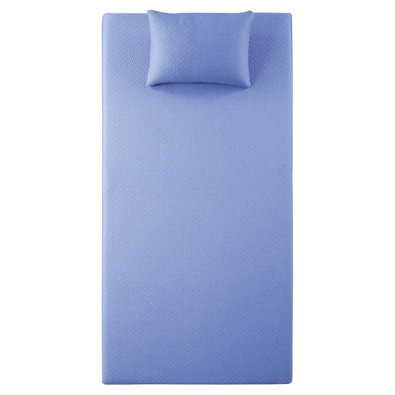 Leo - 7" Blue Twin Gel-Infused Memory Foam Mattress and Pillow Set