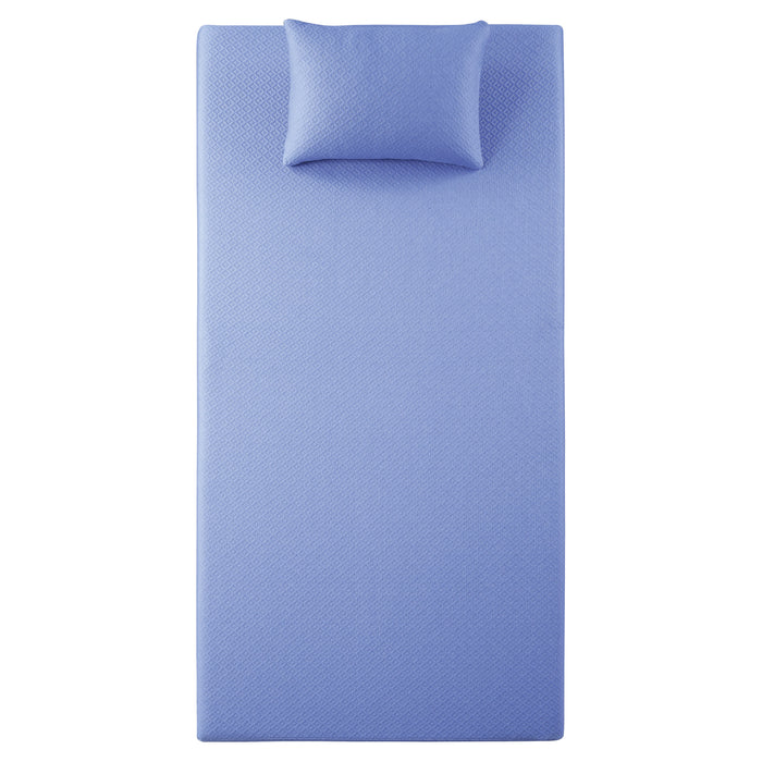Leo - 7" Blue Twin Gel-Infused Memory Foam Mattress and Pillow Set
