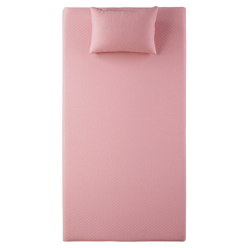Leo - 7" Pink Twin Gel-Infused Memory Foam Mattress and Pillow Set
