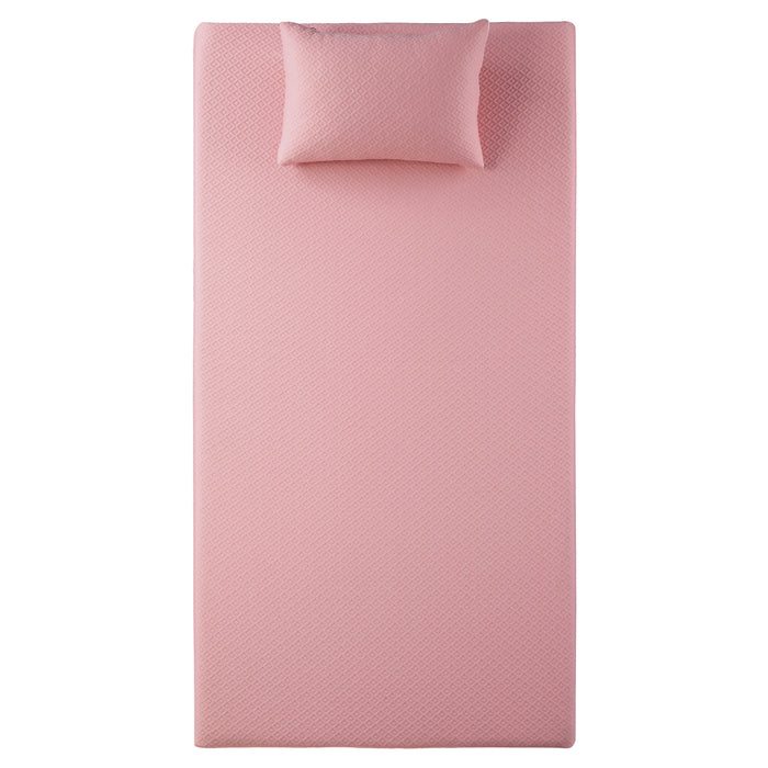 Leo - 7" Pink Twin Gel-Infused Memory Foam Mattress and Pillow Set
