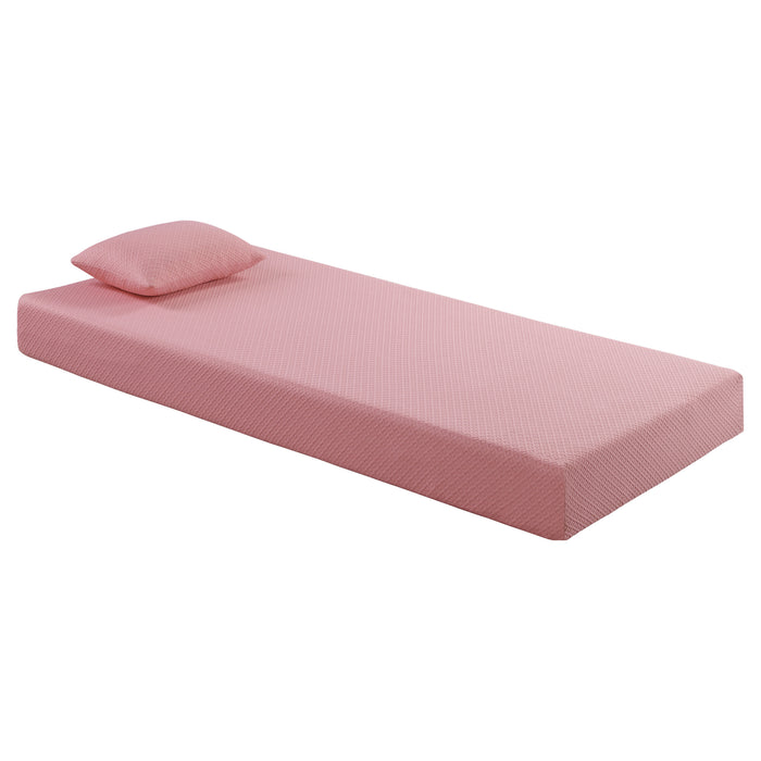 Leo - 7" Pink Twin Gel-Infused Memory Foam Mattress and Pillow Set