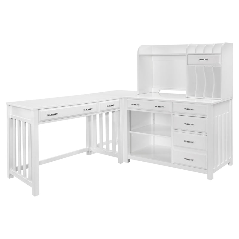 Blanche - 4pc Corner Desk (Desk+Corner+Credenza+Hutch)
