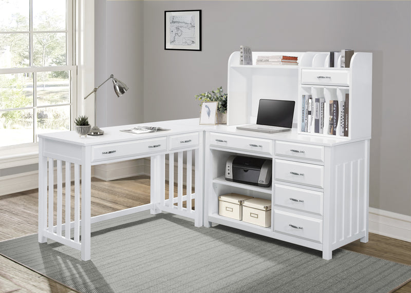 Blanche - 4pc Corner Desk (Desk+Corner+Credenza+Hutch)