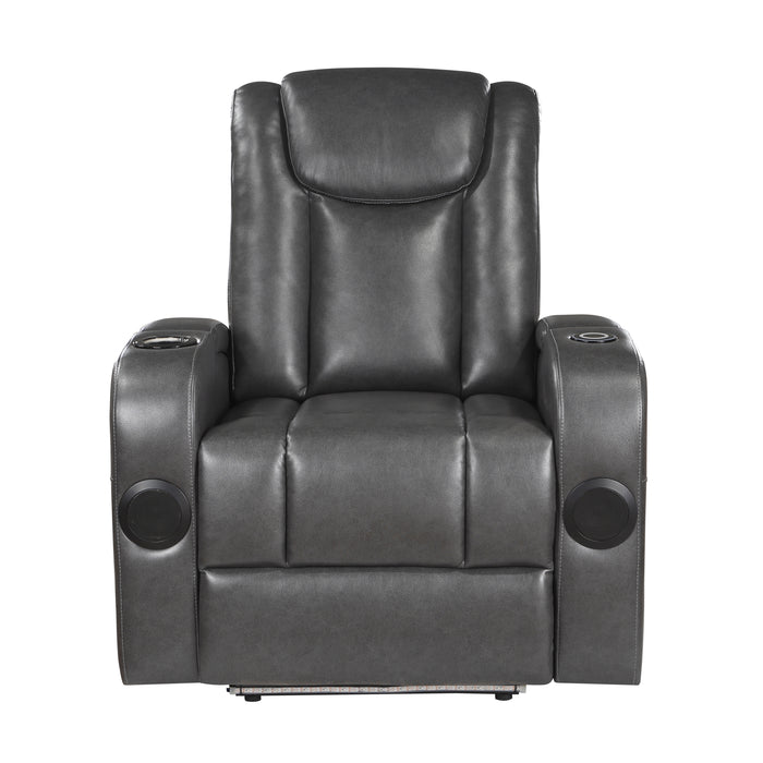 Turbo - Power Reclining Chair with Wireless Charger, Cooling Cup-Holder, Storage Arms, Speakers, LED Light and USB port