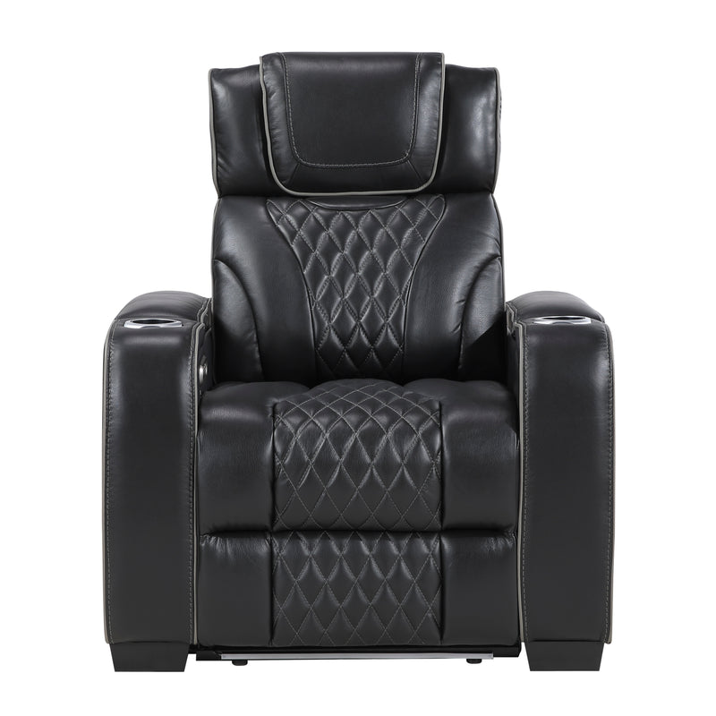 Apex - Power Reclining Chair with Power Headrest, Storage Arms with Cup Holders, Air Massage and Heat, LED Lighting and Charging Ports
