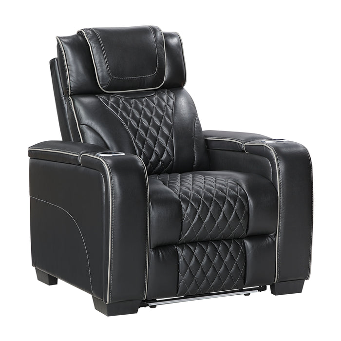 Apex - Power Reclining Chair with Power Headrest, Storage Arms with Cup Holders, Air Massage and Heat, LED Lighting and Charging Ports