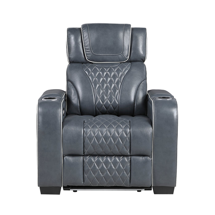 Apex - Power Reclining Chair with Power Headrest, Storage Arms with Cup Holders, Air Massage and Heat, LED Lighting and Charging Ports