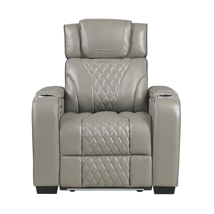 Apex - Power Reclining Chair with Power Headrest, Storage Arms with Cup Holders, Air Massage and Heat, LED Lighting and Charging Ports