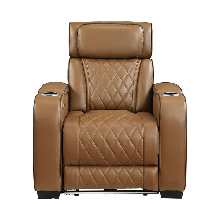 Fairway - Power Reclining Chair with Power Headrest, Cup holders and Storage Arms(Top and Side), Charging Ports and LED lighting