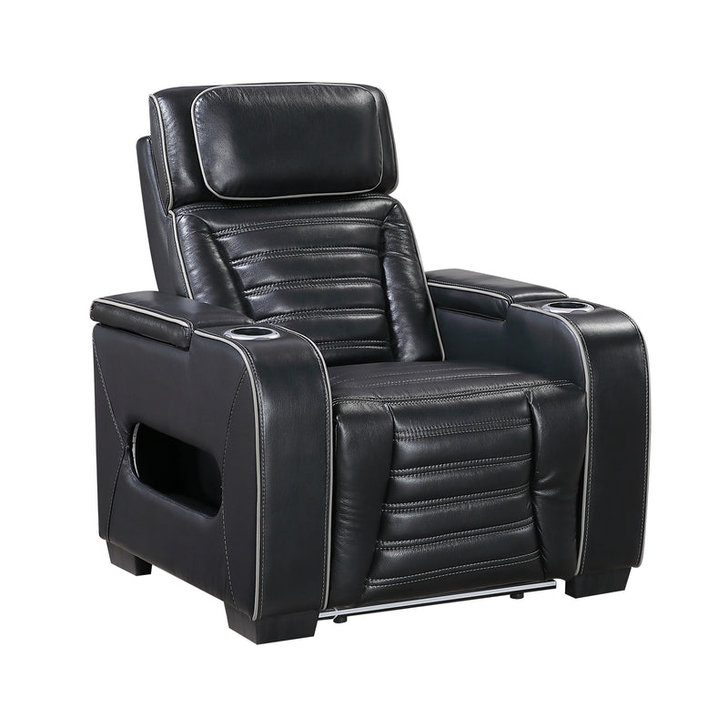 Cyber - Power Reclining Chair with Power Headrest, Cup holder, Storage Arms(Top and Side), Air Massage, Heat, LED Lighting and Charging Ports
