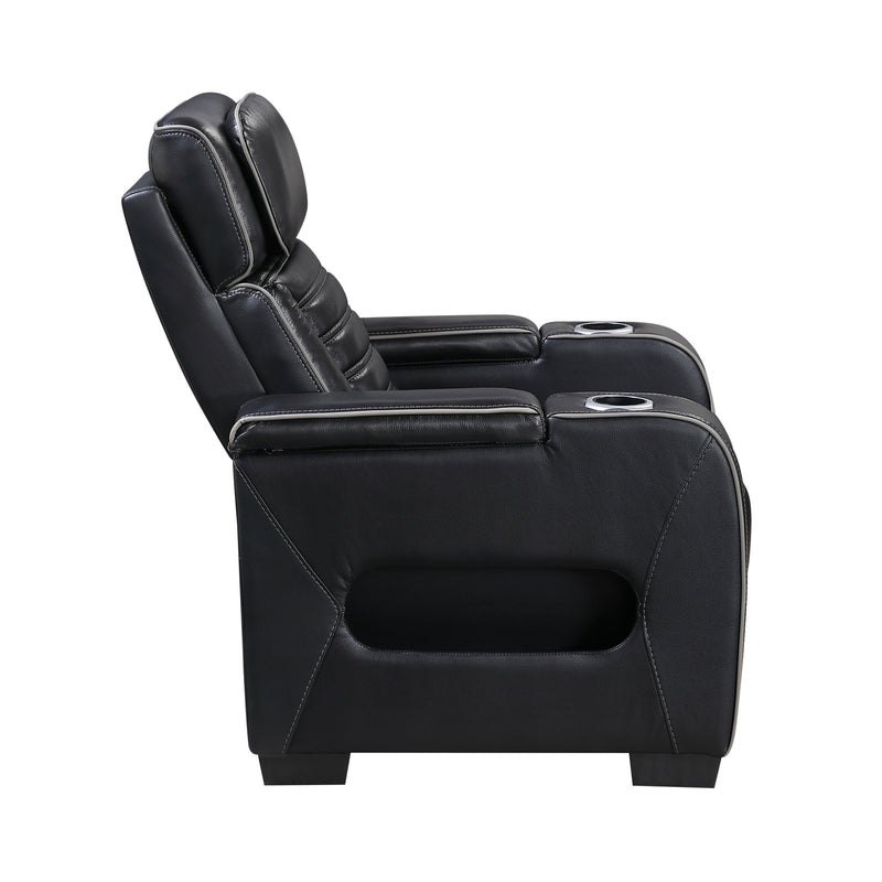 Cyber - Power Reclining Chair with Power Headrest, Cup holder, Storage Arms(Top and Side), Air Massage, Heat, LED Lighting and Charging Ports