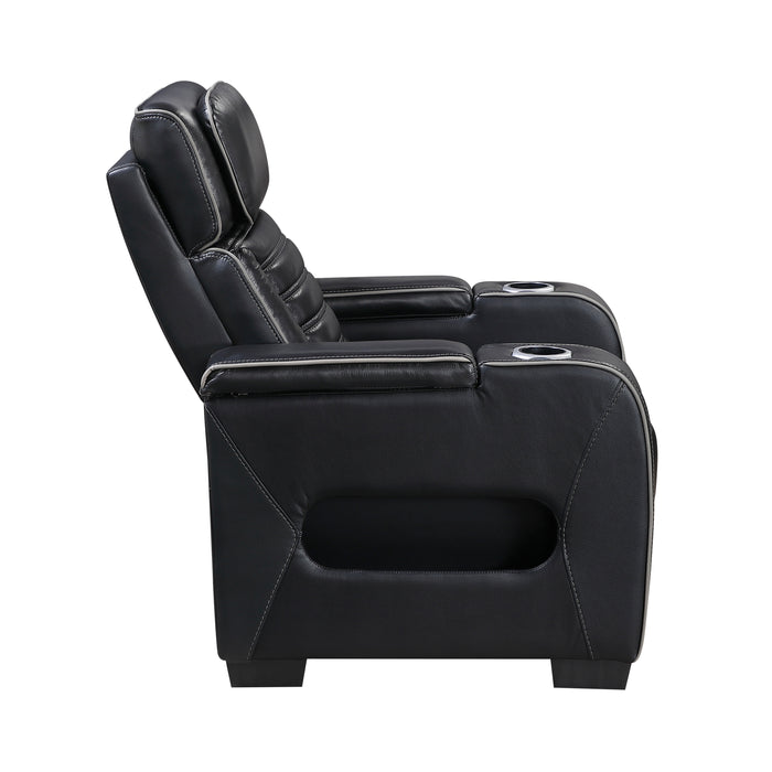 Cyber - Power Reclining Chair with Power Headrest, Cup holder, Storage Arms(Top and Side), Air Massage, Heat, LED Lighting and Charging Ports