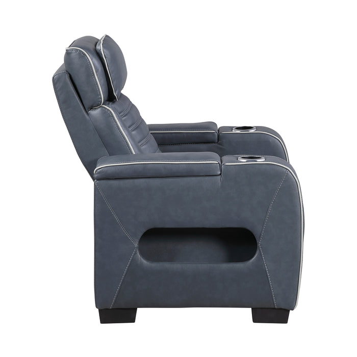Cyber - Power Reclining Chair with Power Headrest, Cup holder, Storage Arms(Top and Side), Air Massage, Heat, LED Lighting and Charging Ports