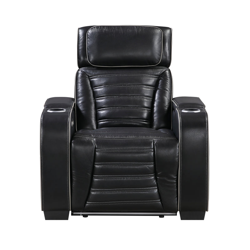 Cyber - Power Reclining Chair with Power Headrest, Cup holder, Storage Arms(Top and Side), Air Massage, Heat, LED Lighting and Charging Ports